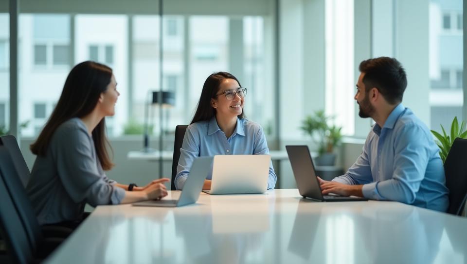 Professional image of the Alpenweg Mautsysteme office with team members collaborating around a table